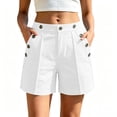 thumbnail image 2 of Omexry Maternity Shorts for Women Women's Summer Solid Color Casual Shorts with Pockets and Multiple Buttons White L, 2 of 6
