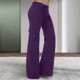 thumbnail image 2 of Pantalones de trabajo para mujer: pantalones harem casuales elásticos de cintura alta, estilo retro, tejido holgado, bolsillos, ideales para yoga y actividades al aire libre., 2 of 4