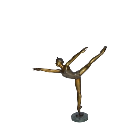 Nifao Ballerina Dancing in Action Bronze Statue – Home Office Decor Sculpture, 25"L x 8"W x 29"H