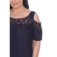 thumbnail image 3 of White Mark Women's Plus Size Bexley Lace Cold Shoulder Tunic Top, 3 of 4