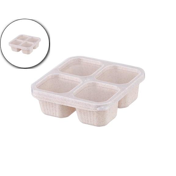 Dvruxg Snack Containers, Divided Bento Snack Box, 4 Compartments Reusable Meal Prep Lunch Containers, Food Storage Containers for Work Travel