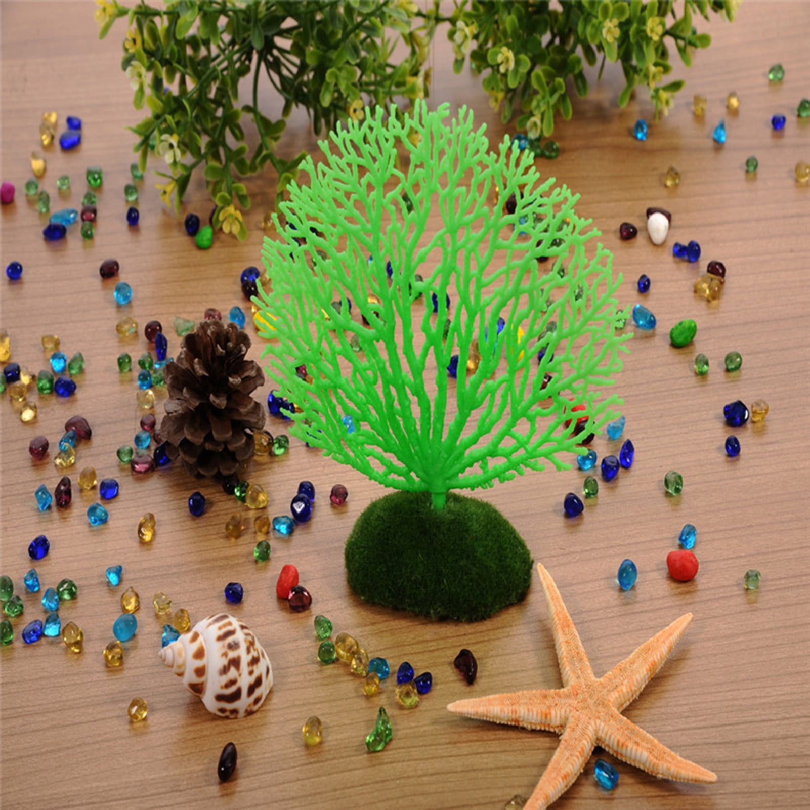 SPRING PARK Artificial Coral Ornament Strip Coral Plant Ornament Glowing Effect Silicone Artificial Decoration for Fish Tank Aquarium Landscape
