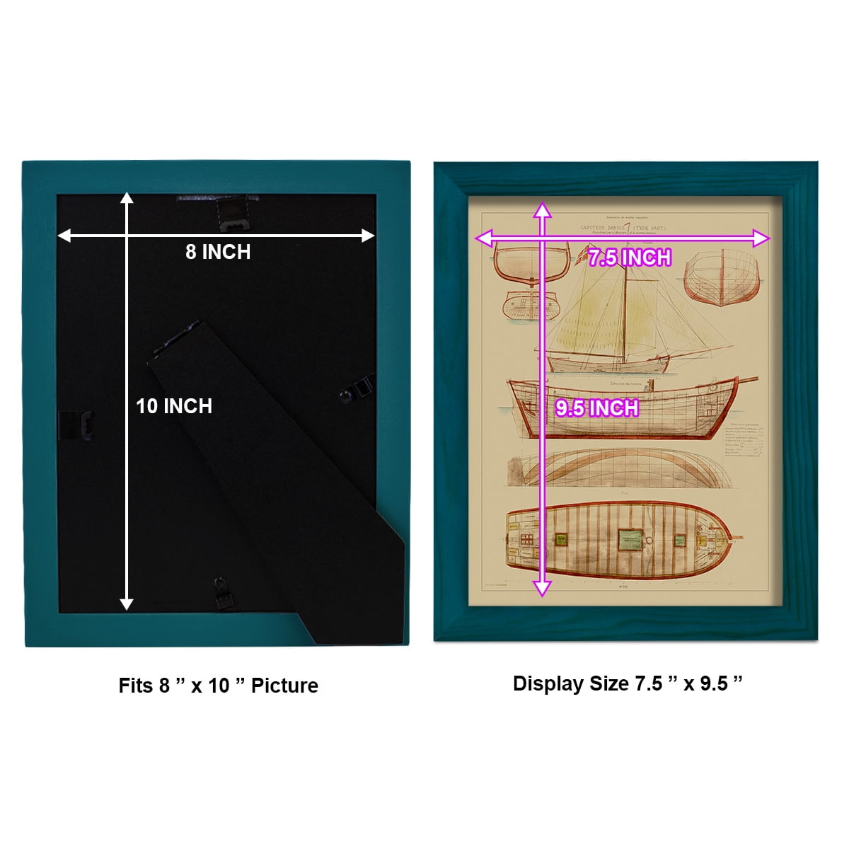 Antique Ship Plan III -Framed Print w/glass-Ocean Blue