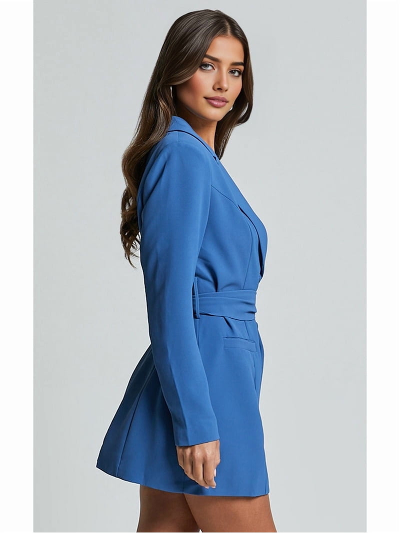 blazer dress royal blue Women Belted Set Formal Work Trench Coat Long Sleeve Double Breasted Blazer with Belt XXL Size:US 5-5.5 / EU 36 30offsitewidejune26 DTJAAAAMστο X: 
