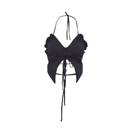 

KDDYLITQ Bra for Women Seamless Strappy Sexy Crop Top Halter Bralette