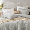 thumbnail image 5 of Degrees of Comfort Gray Ruffle Bedding Set, Shabby Chic Farmhouse King Size Comforter, Boho Fluffy Cozy Washed Microfiber Bed Sets, 3 Piece with Ruffled Pillow Shams, 5 of 15