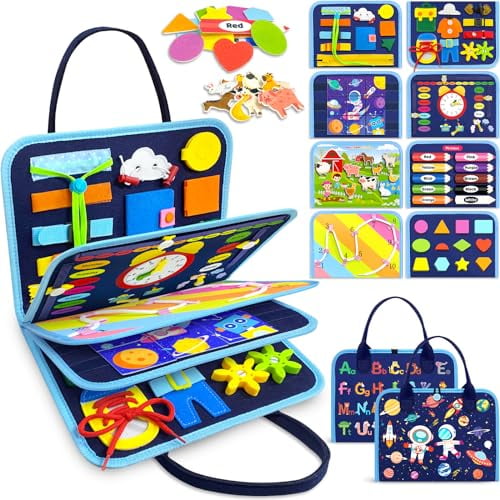 Busy Board Montessori Toys for Toddler Boy Birthday Gifts,Busy Book Sensory Toys for Toddlers,Learning Educational Toddler Travel Activities