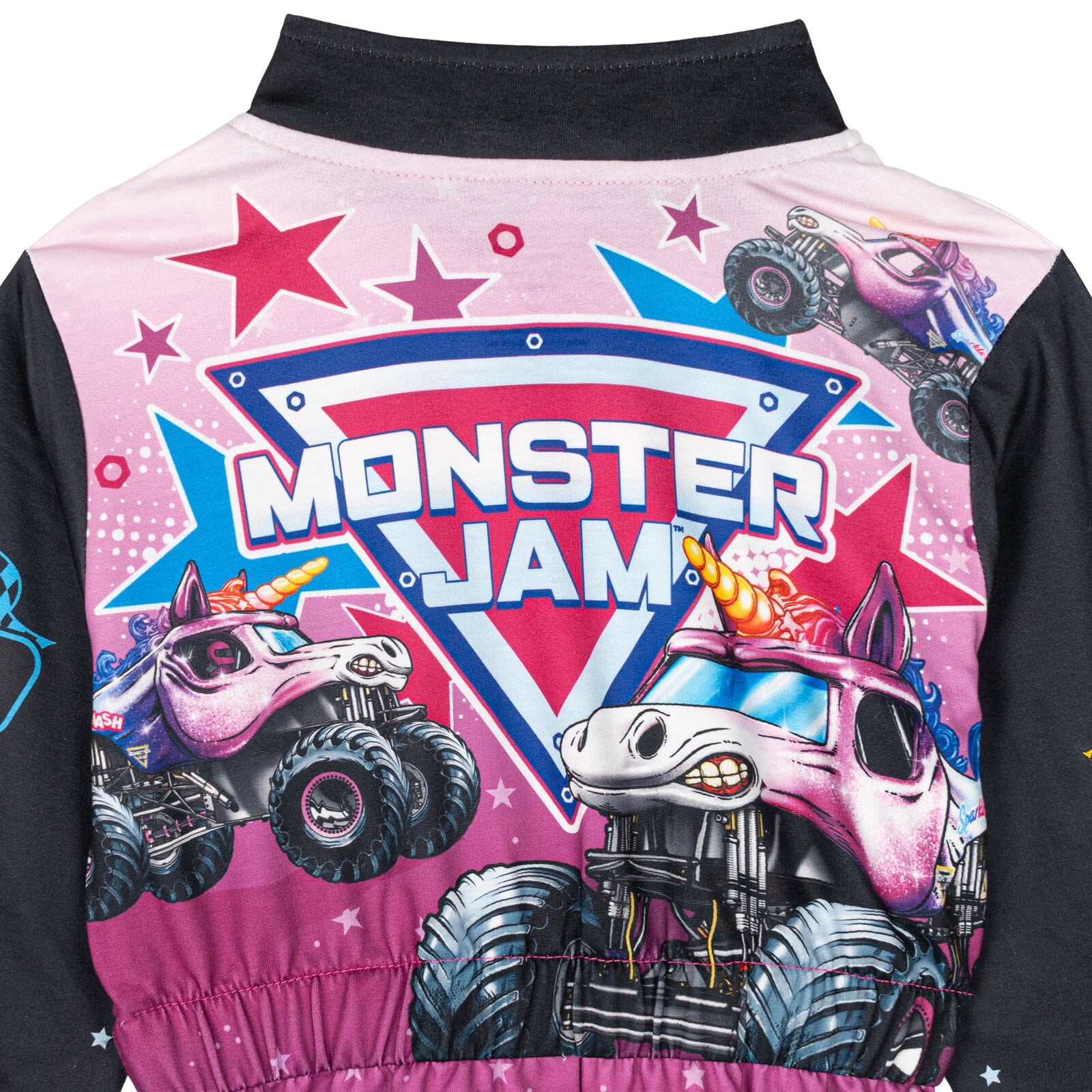 Monster Jam Toddler Girls' Zip-Up Coverall Pink and Purple