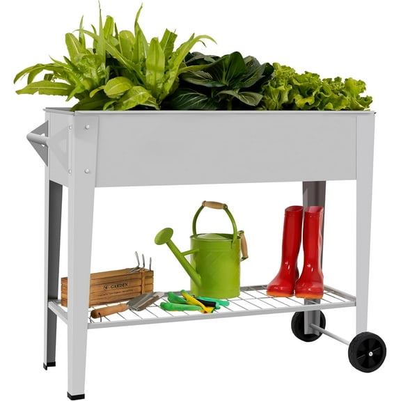𝐑𝐚𝐢𝐬𝐞𝐝 𝐆𝐚𝐫𝐝𝐞𝐧 𝐁𝐞𝐝 𝐎𝐮𝐭𝐝𝐨𝐨𝐫 Elevate Herb Garden Planter Box Outdoor Raised Planter Box with Legs On Wheels for Vegetables Flower Tomato Patio Backyard