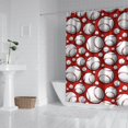 thumbnail image 2 of Red Baseballs Pattern Shower Curtain 72"x84" ,Bathroom Decorative Shower Curtains Set with 12 Hooks,Modern Waterproof Washable Shower Curtain, 2 of 6