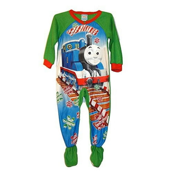 Thomas Christmas Candy Cane Snowflake Flannel Fleece Pajama Sleeper, Size 3T