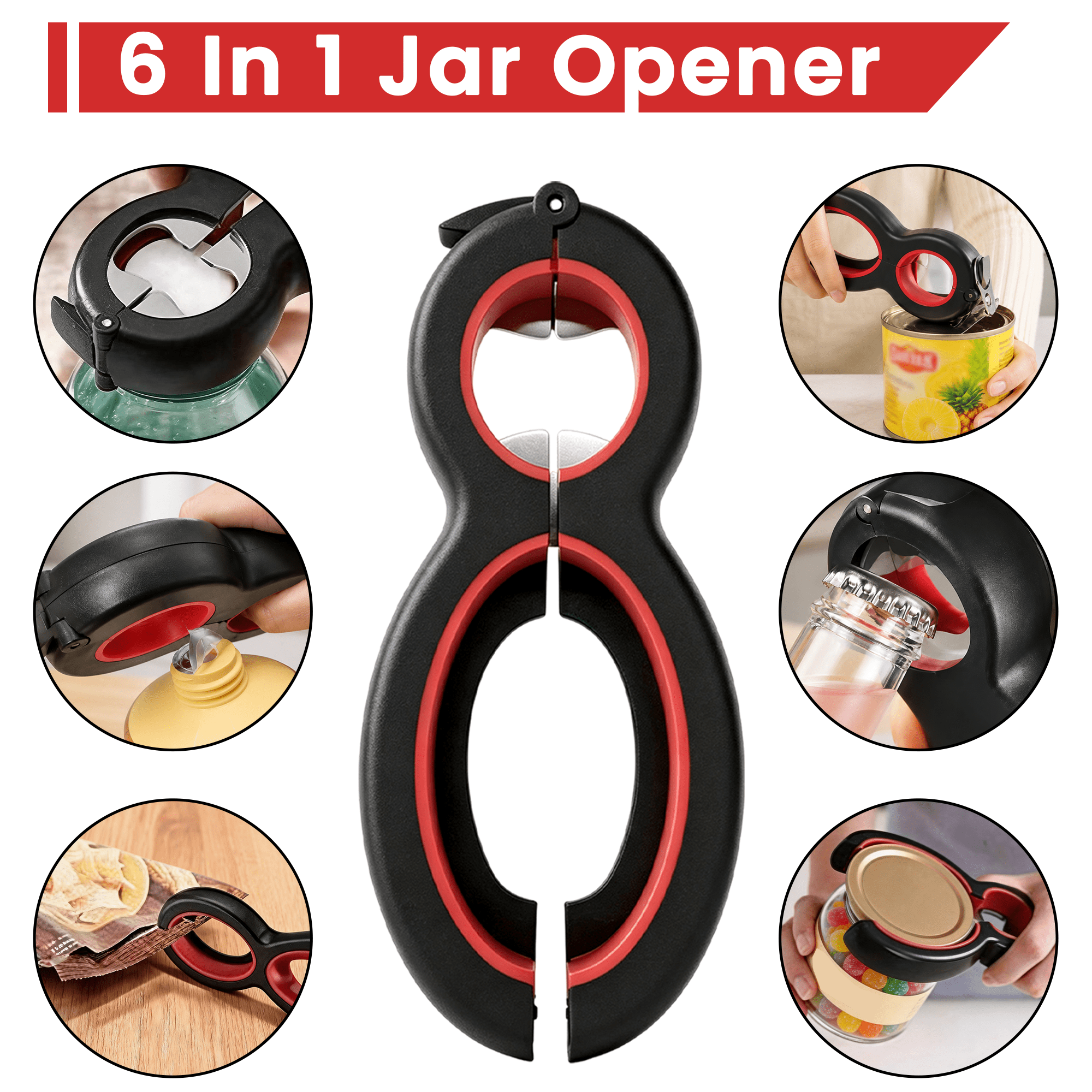 4 Pack Jar Opener Set, 5-in-1Multi Function Bottle Opener, Non Slip Bottle Can Opener Gripper Kit, Silicone Jar Gripper Pad & Manual Lid Openers
