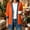 Orange, variant on Women's Fall V Neck Coat Lightweight V Neck Button Front 3/4 Sleeve Coat Frayed Hem Winter Casual Outerwear with Patch Pockets
