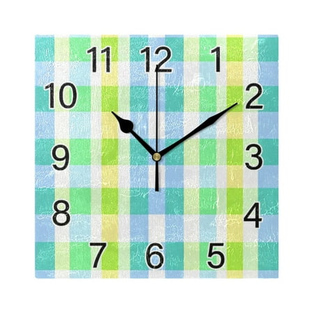 Ryvnso Checkered Grid-t5 Wall Clock Square Silent Non-Ticking Battery Operated 7.78