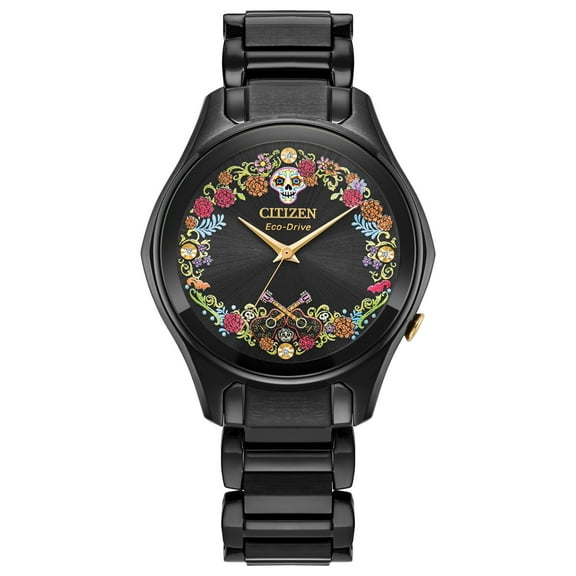 Citizen Eco-Drive Women's Pixar Sugar Skull Black IP Stainless Steel Watch - EM1175-51W