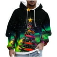 thumbnail image 2 of Sudadera con capucha para hombre, estilo casual, con cuello redondo, estampado de árbol de Navidad, manga larga, blusa de poliéster, 2 of 5