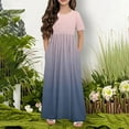 thumbnail image 2 of Kovlvoll Girls Summer Dress Crew Neck Short Sleeve Pleated Loose Casual Long Dresses with Pockets for Teen Girl, 2 of 5