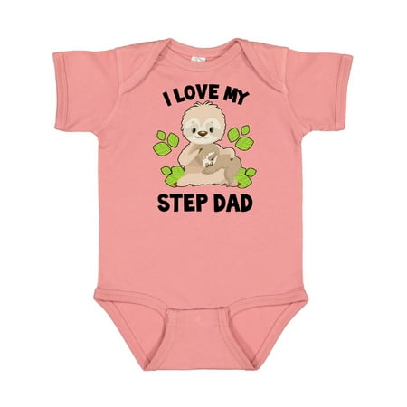

Inktastic Cute Sloth I Love My Step Dad with Green Leaves Gift Baby Boy or Baby Girl Bodysuit