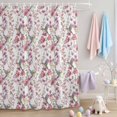 thumbnail image 2 of Shower Curtain Watercolor Floral Hummingbird Shower Curtains for Bathroom Decor, Waterproof Polyester Shower Curtain Set with Hooks, Extra Long 72" x 84" Spring Pink Flower White, 2 of 9