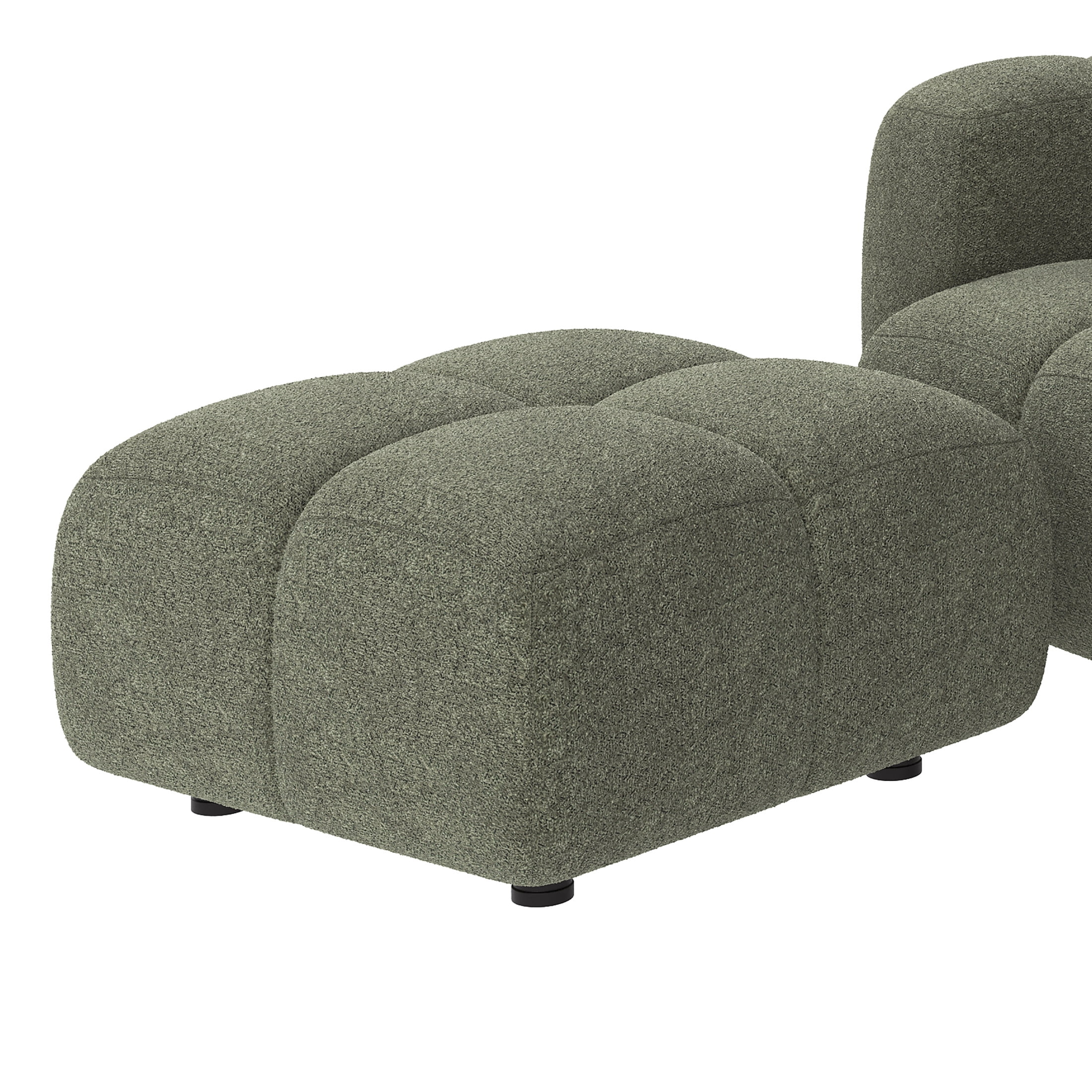 Christopher Knight Home 91" L-Shaped Sectional Sofa with Ottoman, Cushion Block Design, Olive Green
