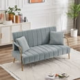 thumbnail image 4 of Bianlte Velvet Loveseat Sofa Couch,Modern Comfortable Sofa Loveseat Small Sofa Couch for Living Room Bedroom Apartment Dorm,Gold Metal Leg & 2 Throw Pillows,Light Gray, 4 of 8