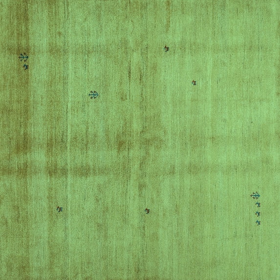 Ahgly Company Machine Washable Indoor Square Abstract Turquoise Blue Contemporary Area Rugs, 3' Square