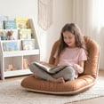 thumbnail image 5 of ZonLi Adjustable Folding Floor Chair, Brown – Cozy Japandi Lounge Seat with Back Support for Adults, 5 of 8