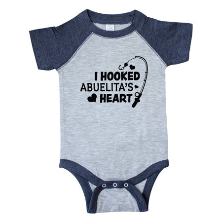 

Inktastic I Hooked Abuelita s Heart with Fishing Rod Gift Baby Boy or Baby Girl Bodysuit
