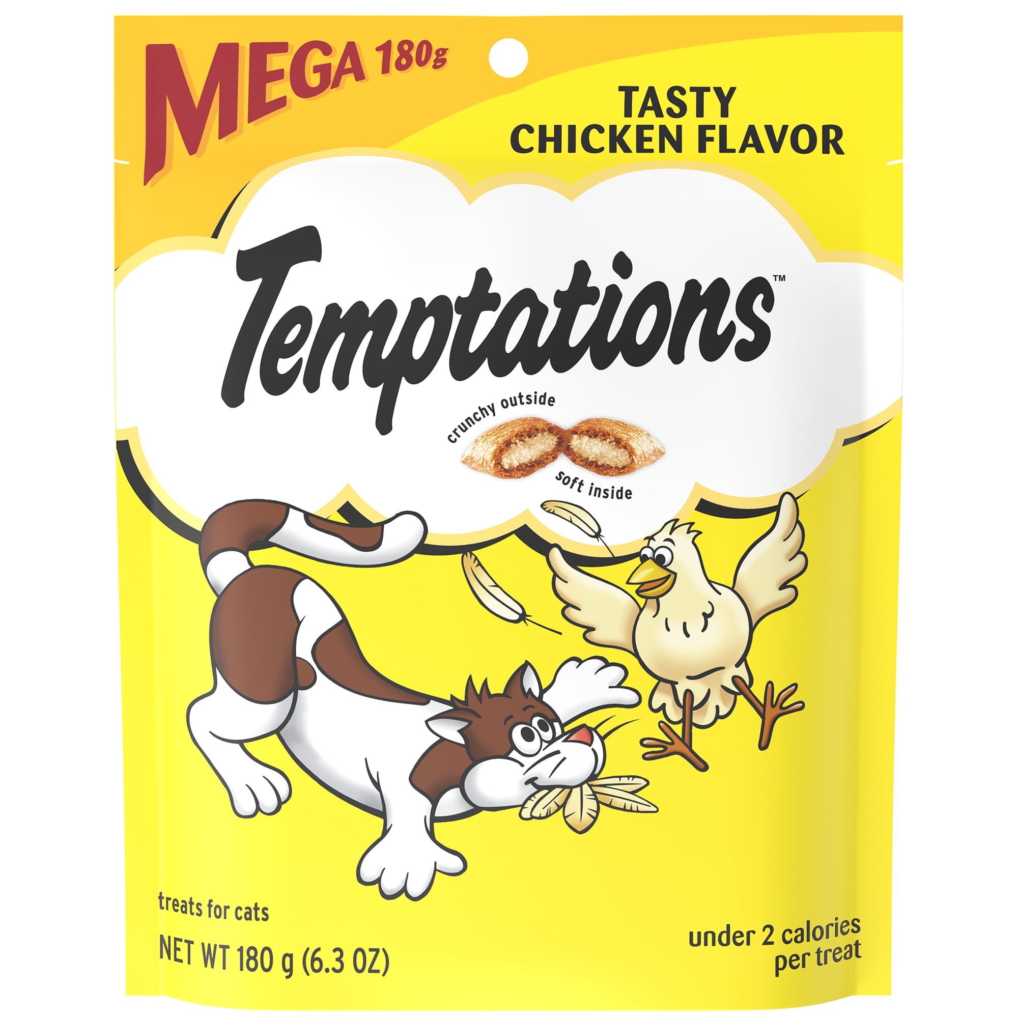 TEMPTATIONS Classic Crunchy and Soft Cat Treats Tasty Chicken Flavor, 6