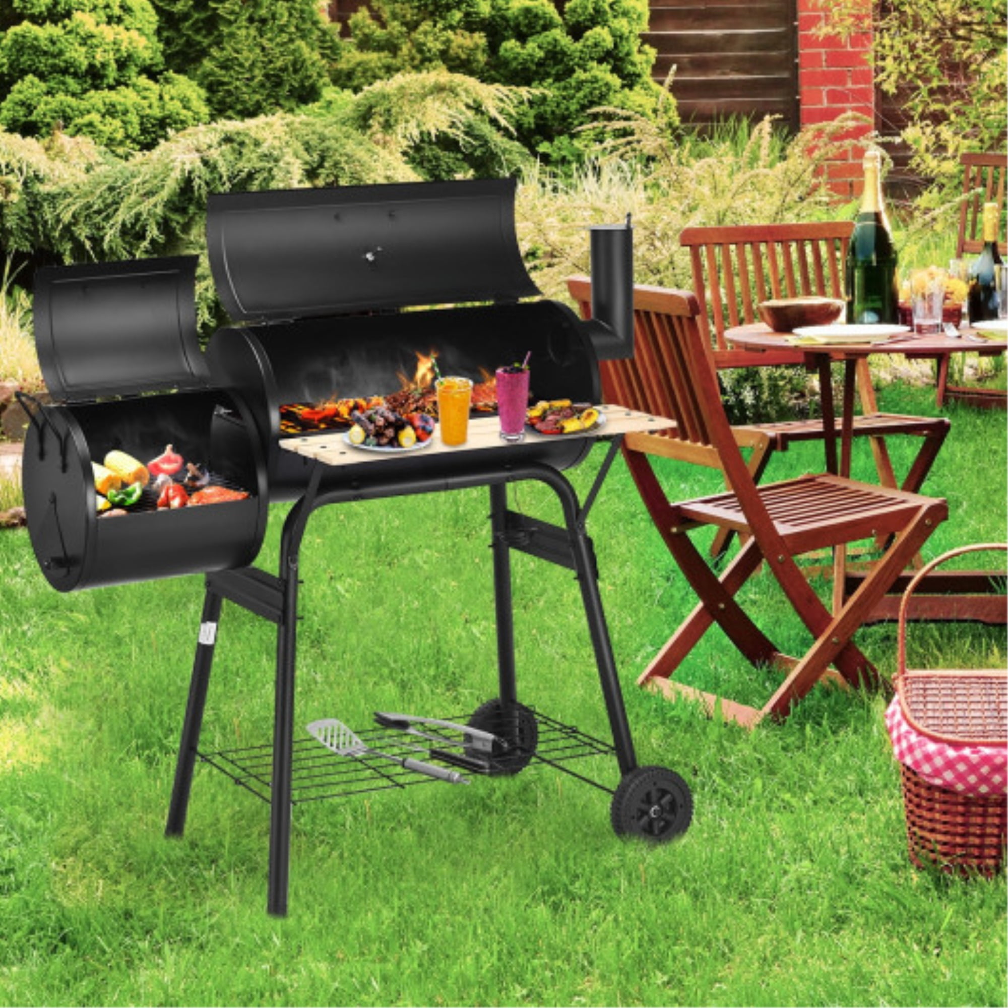 Durable Steel BBQ Grill with Even Heat Distribution and Durable Steel BBQ Grill with Even Heat Distribution and