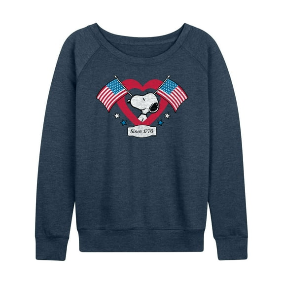 Peanuts - Snoopy Since 1776 Flag Heart - Women's Lightweight French Terry Long Sleeve Shirt