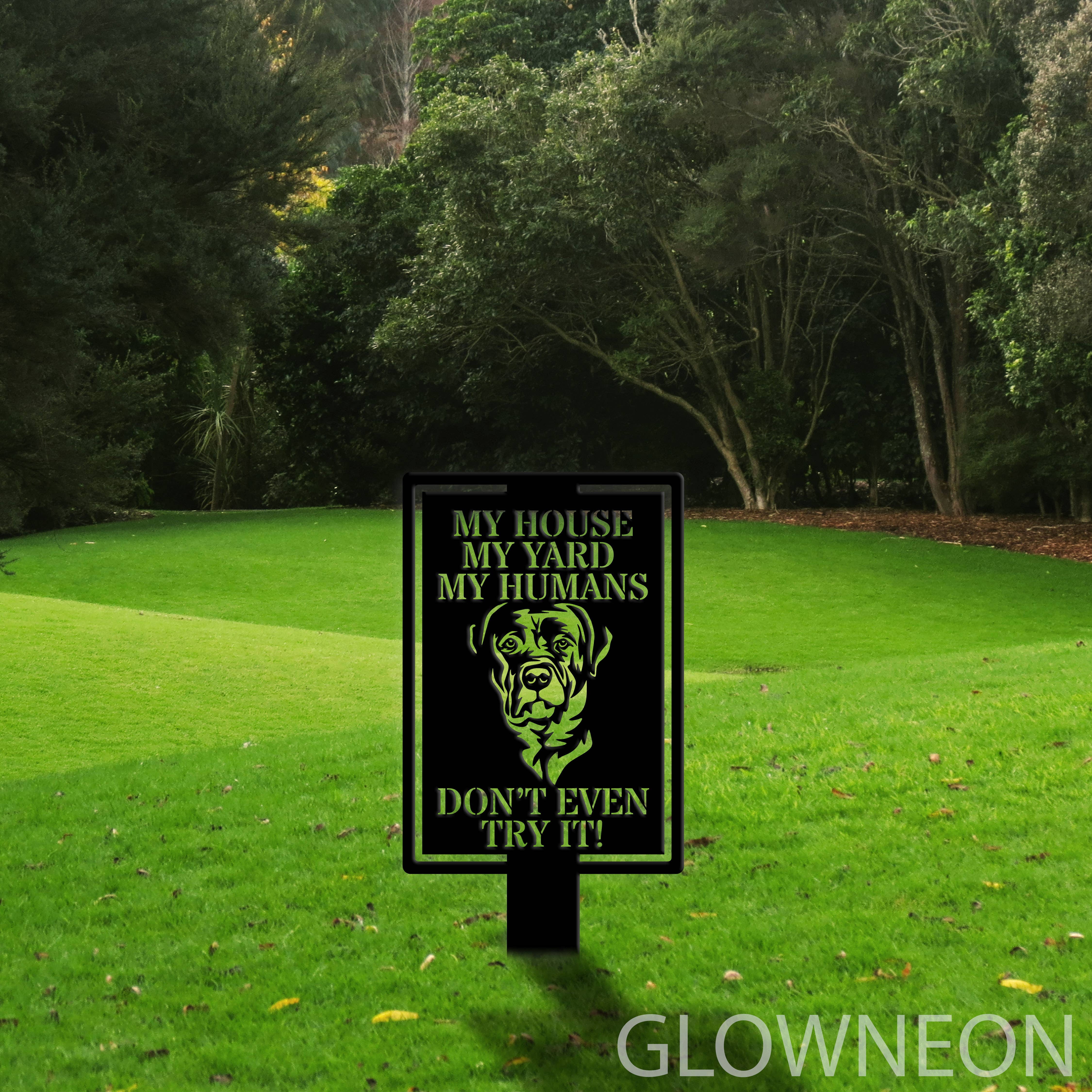 Glowneon Cane Corso Dog Metal Sign, Warning Dog Metal Yard Stake Sign
