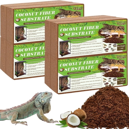 Halatool 8Pack Coconut Fiber Substrate for Reptile Bedding Natural Coconut Husk Substrate for Snake Tarantula Enclosure Tortoises Habitat Spider Leopard Gecko Tank, Fill 2.1 Gallon Terrarium