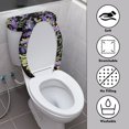 thumbnail image 3 of COEQINE Toilet Lid Dust Cover Set Machine Washable Elastic Bottom Breathable Toilet Cover 2 Piece Set for Indoor Decoration, Hummingbird Lavender Leaf Black, 3 of 7