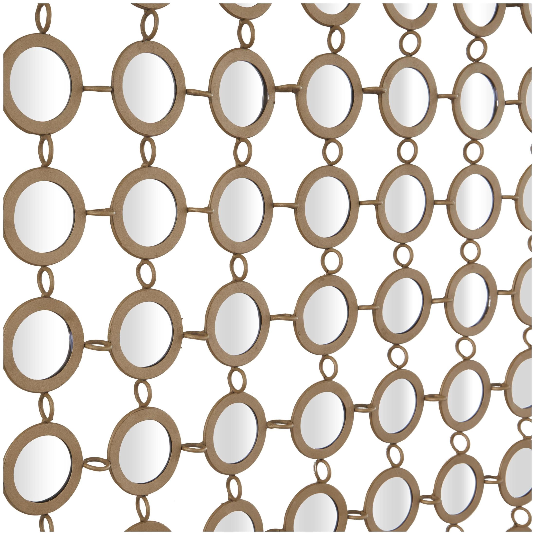 DecMode 40" x 40" Gold Geometric Wall Mirror with Grid Pattern