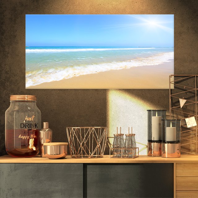 Sun Over Tropical Beach - Seashore Photo Canvas Art Print