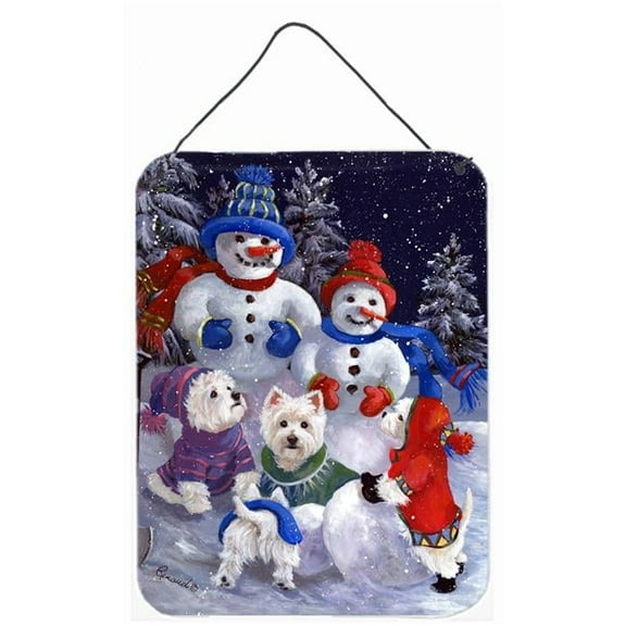 12 x 16 in. Westie Snowpeople Wall or Door Hanging Prints