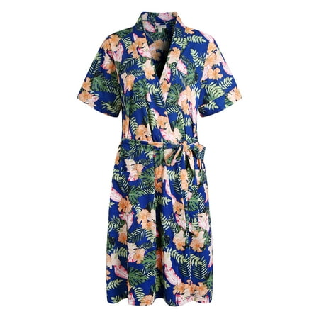 

Richie House Women Kimono Robes Short Knit Bathrobe Vneck Casual Lounge Sleepwear S-2XL RHW4034