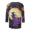 thumbnail image 3 of Fjofpr Womens Tops 3/4 Sleeve Polyester Ladies' Halloween Fashion Printed Round Neck Three Quarter Sleeve 3/4 Sleeve T-shirt Loose Top, 3 of 4