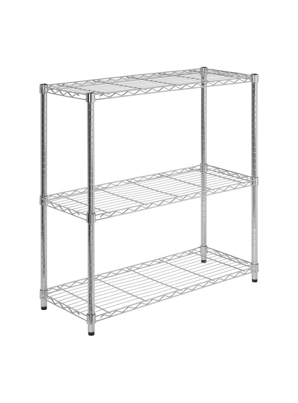 Honey-Can-Do 3-Shelf Steel Heavy Duty Adjustable Storage Shelves, Chrome, Holds up to 200 lb per Shelf