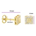 thumbnail image 2 of CZ Halo Square Nugget Stud Earrings - Yellow Gold Plated Sterling Silver Textured Chunky Studs for Men-Women 6mm, 2 of 5