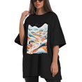 thumbnail image 4 of Plus Size Shirt for Women Black Tops for Women Oversized Short Sleeves Shirt for Women Snowy Mountain 2 T Shirt Crewneck Shirt for Women 3XL, 4 of 5
