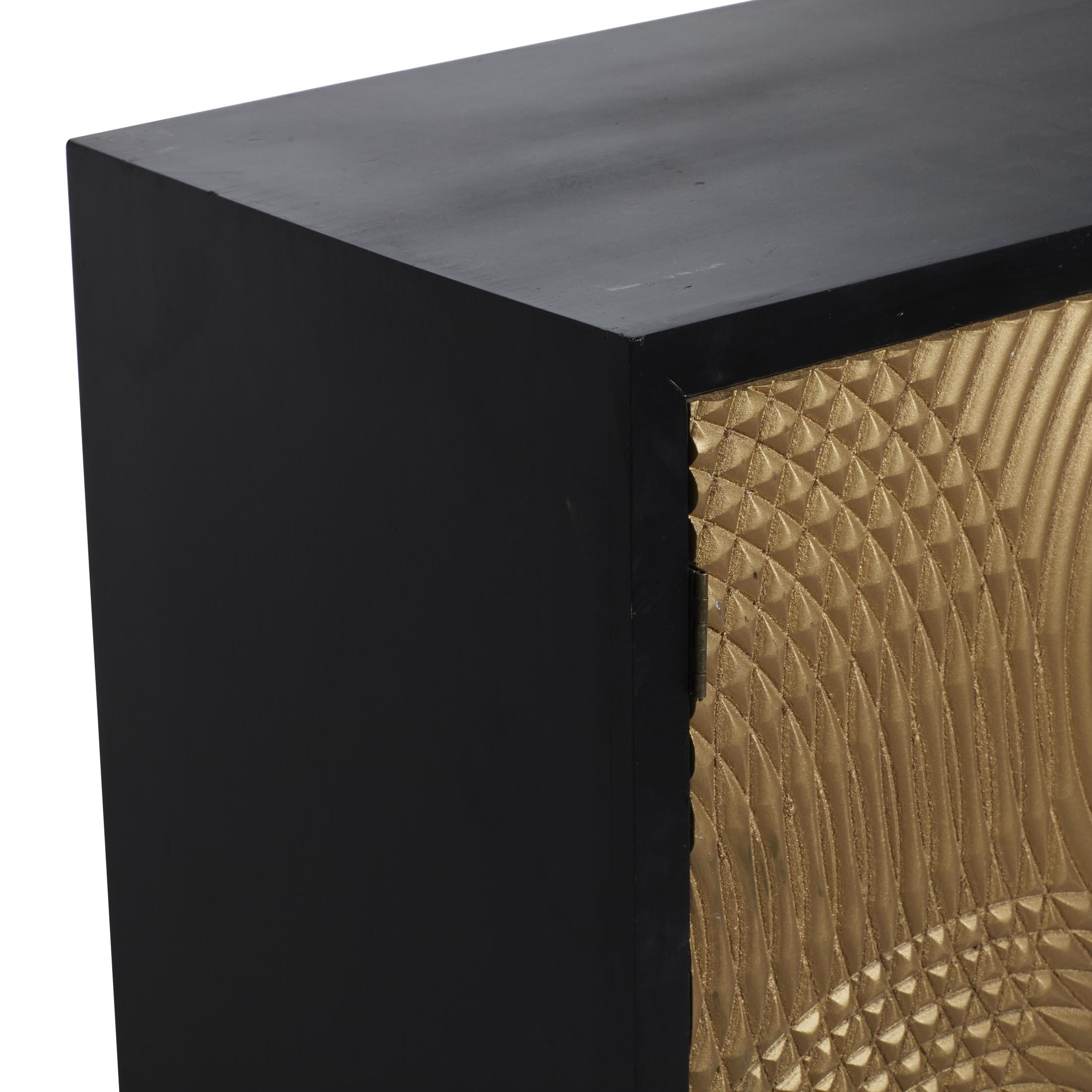 DecMode Contemporary Rectangular Wood Cabinet with Circular Pattern and a Polished Bronze Finish, 30"W x 33"H