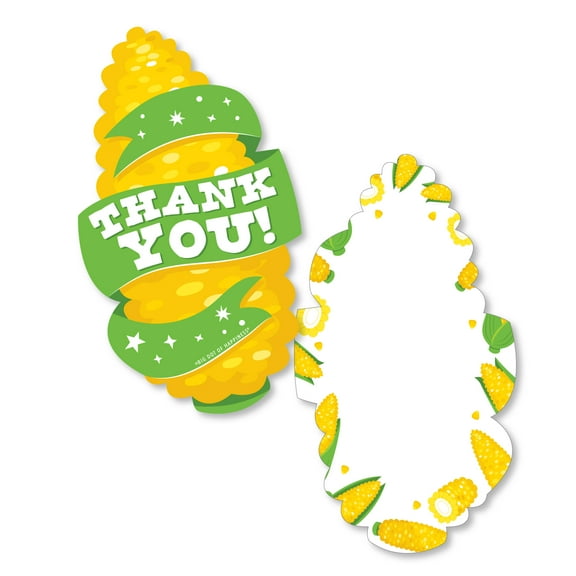 Big Dot of Happiness It's Corn - Shaped Thank You Cards - Fall Harvest Party Thank You Note Cards with Envelopes - Set of 12