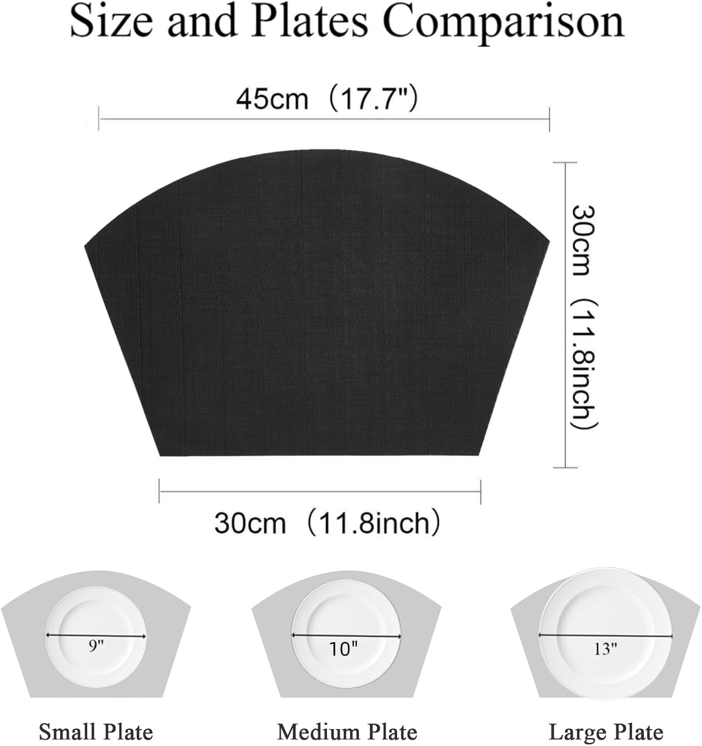 Round Table Placemats Set of 4 Wedge Shape Placemat Woven Vinyl Place Mats Heat Resistant Wipe Clean Dining Table Mats Home Table Decor (4, Tan)