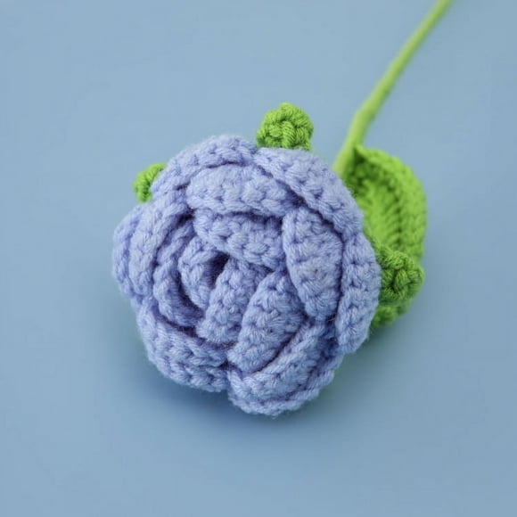Xiao Hua 10 rosas artificiales de lana de ganchillo hechas a mano, rosas de tallo largo, centros de mesa para bodas, ramos de novia, arreglos florales, decoración de San Valentín, rosas falsas 04