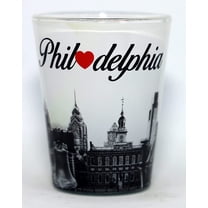 Philadelphia Pennsylvania White B & W Monument Red Heart Shot Glass