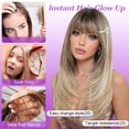 thumbnail image 3 of Wig with Bangs Long Layered Straight Wigs for Women, Realistic Scalp, Free Parting, Heat Resistant Synthetic Wig for Daily Party Use(Ombre Blonde, 26 Inch), 3 of 5