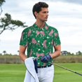 thumbnail image 5 of Balery Tropical Leopard Printed Men’s Short Sleeve Polo Shirt, Midweight Men's Shirt,Golf Polo shirts -3X-Large, 5 of 8