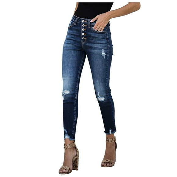 Soki Womens Stretch Skinny Jeans Ripped Slim Denim Jeggings